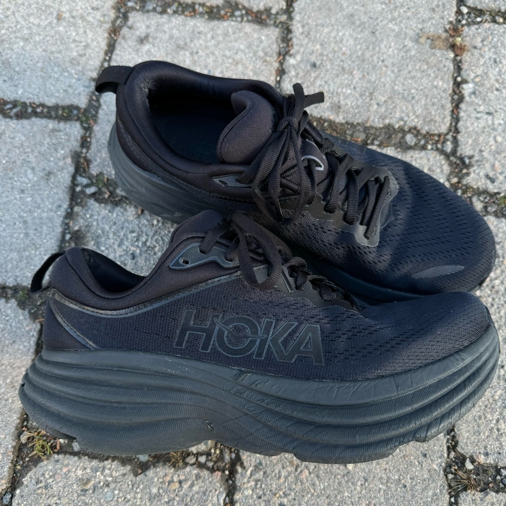 Hoka One One Bondi Shoes Women's Size 8 B (Medium) Running Sneaker Triple Black
